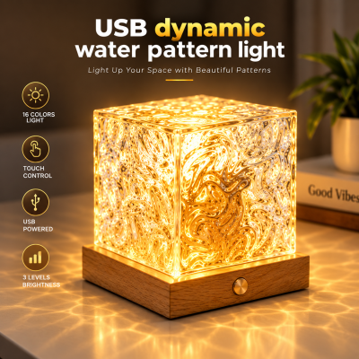 16-Color Plug-In USB Galaxy Night Light – Crystal Cube Ocean Wave Ambient Lamp with Remote Control, Dimmable Brightness & Dynamic Lighting Modes for Bedroom Decor